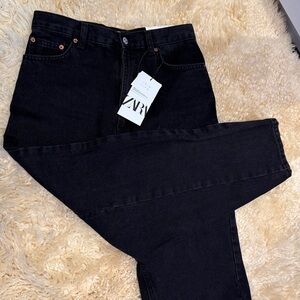 Zara Blogger Fav The Petit Slouchy Jeans 6 Smoke Black High Rise Baggy Barrel